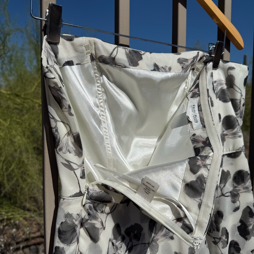 ⬇️💲White House/Black Market Strapless Women’s Size 12 Color Grey/White Flowered - Picture 4 of 11